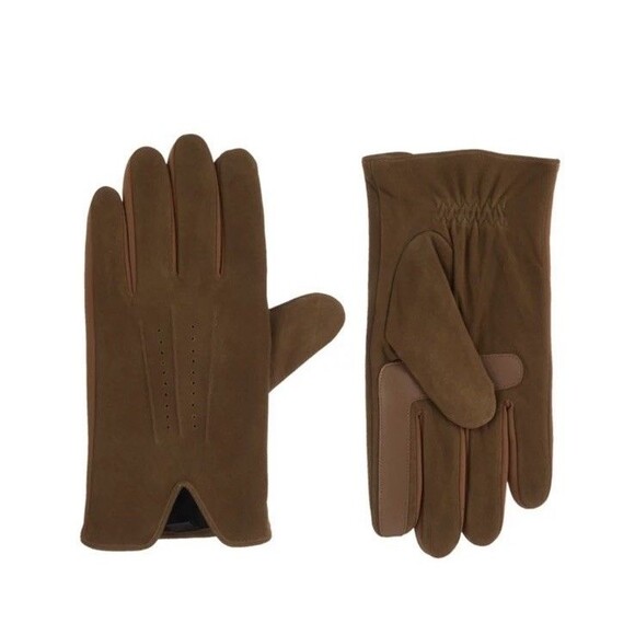 Isotoner Genuine Suede with Ultraplush Lining 3-Draw Touchscreen Gloves Sz: L - Picture 1 of 8